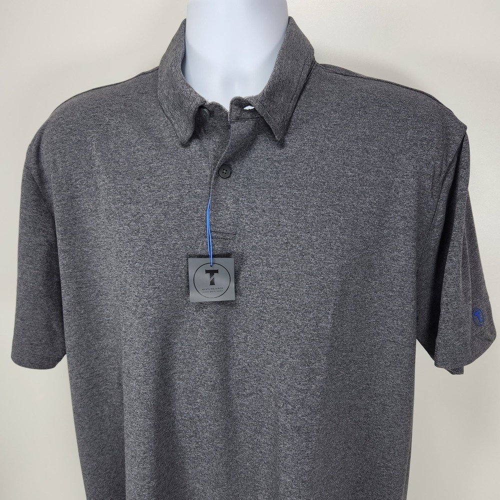 Twillory Athleisure Shirt Mens XL Dark Gray 2 Button Polyester Short Sleeve‎ NWT